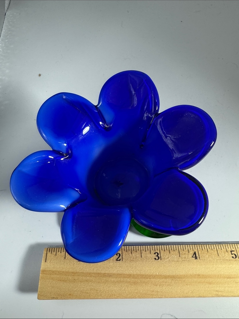Blue Glass Flower Art Candle Holder - Picture 4 of 4